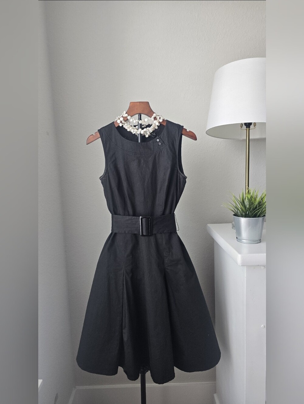 H&M Black Fit & Flare Belted Dress US 6 S | Audrey Hepburn 50s Pinup Audrey